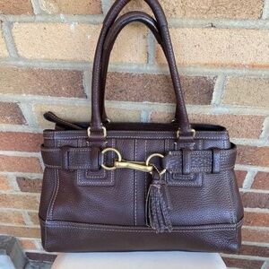 Coach Brown Hamptons Pebbled Leather Carry All (circa 2000s)